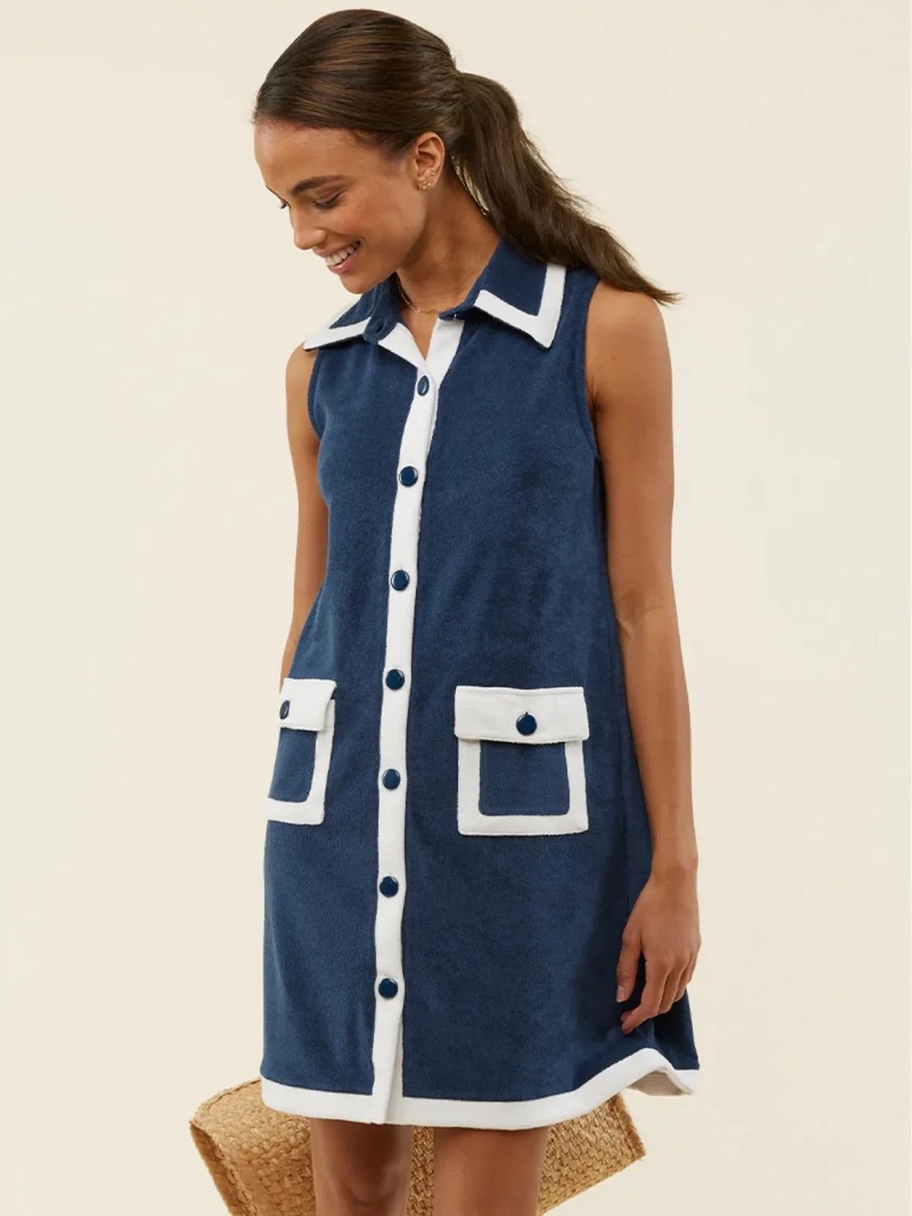 Atlantic-Pacific × LAKE Darcy Terry Dress in navy blue